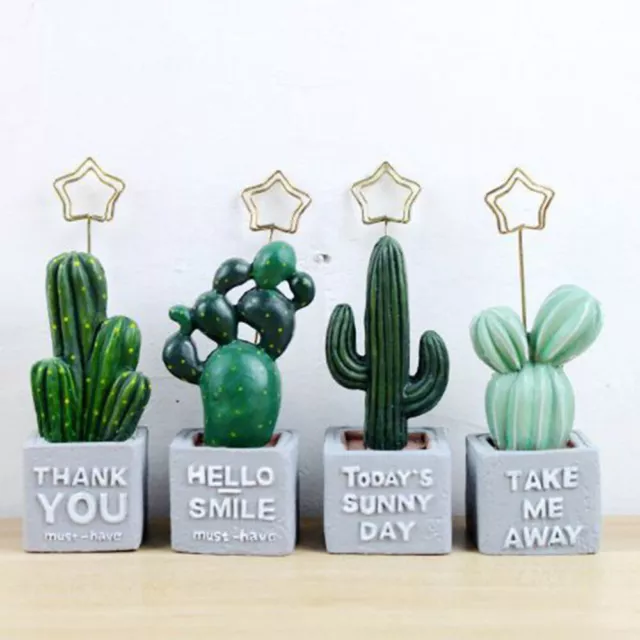 4 Pcs Creative Cactus Business Name Place Stand Table Number Holder Photo Memo