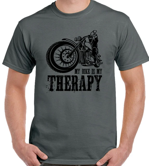 Biker T-Shirt Mens Funny Motorbike Motorcycle Cafe Racer My Bike Is My Therapy