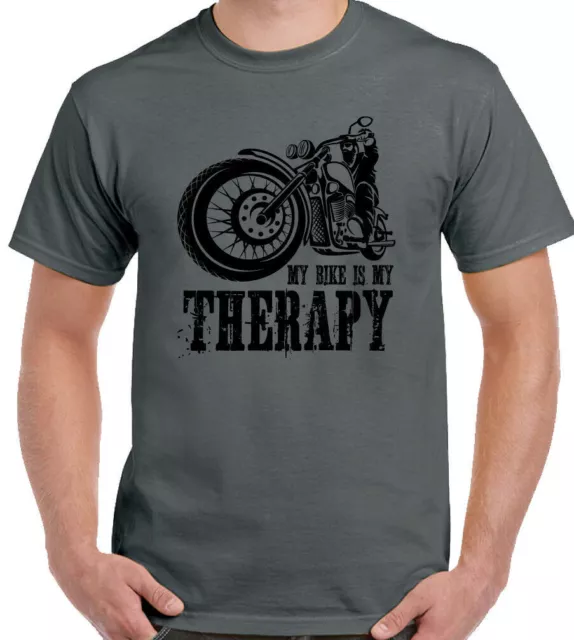 Biker T-Shirt Uomo Divertente Motocicletta Cafe Racer il Mio Moto È My Therapy