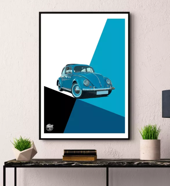 Classic VW Beetle Print - Wall Art gift artwork Car Volkswagen poster Bug gifts