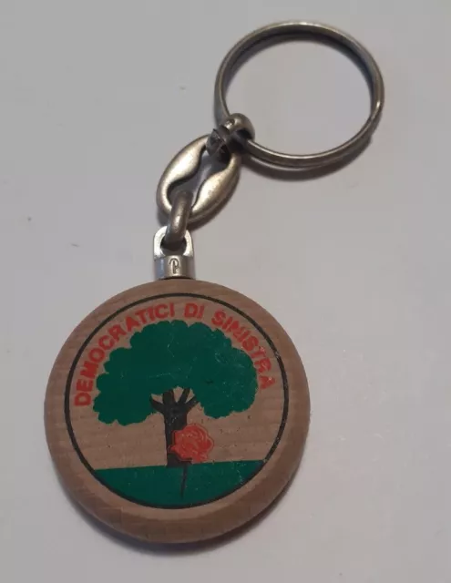 Vecchio Portachiavi in legno PARTITO POLITICO DEMOCRATICI SINISTRA (old keyring