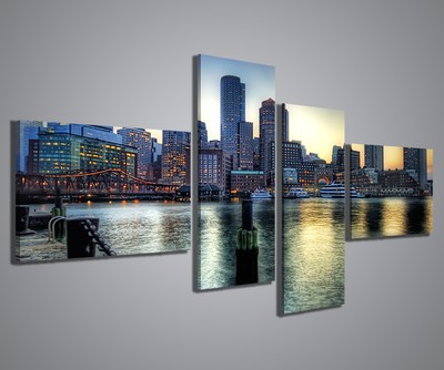 QUADRI MODERNI BOSTON CITY II QUADRO MODERNO XXL STAMPA SU TELA ARREDAMENTO 