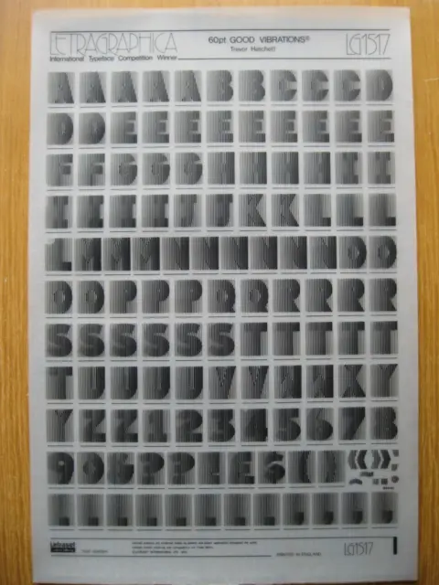 1 x Letraset Oberhülle & Nummer GOOD VIBRATIONS 21,6 mm 60pt Blatt LG1517 (R)