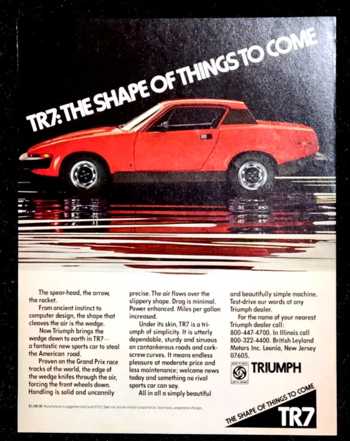 Red Triumph TR7 1975 Vintage Print Ad