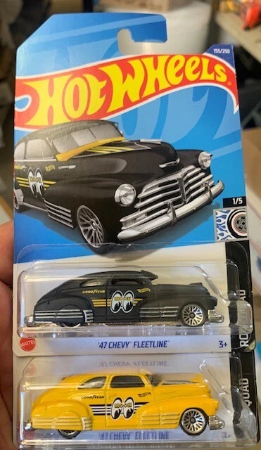 A9 1/64 Hot Wheels  Moon Eyes 47 Chevy Pleetline lot of 2 long card