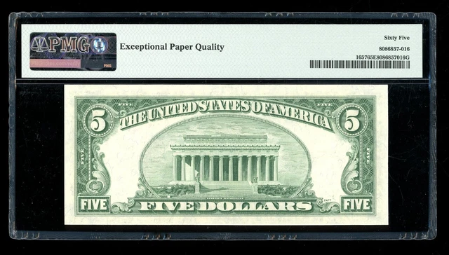 DBR 1953-B $5 Silver Gem Fr. 1657 FA Block PMG 65 EPQ Serial F85984477A 2