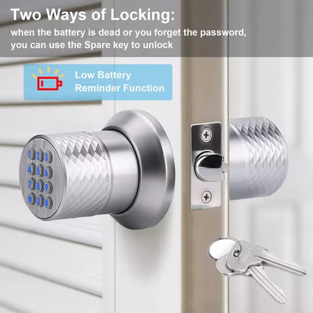 Security Electronic Smart Door Lock Silver Door Handle Digital Code Waterproo