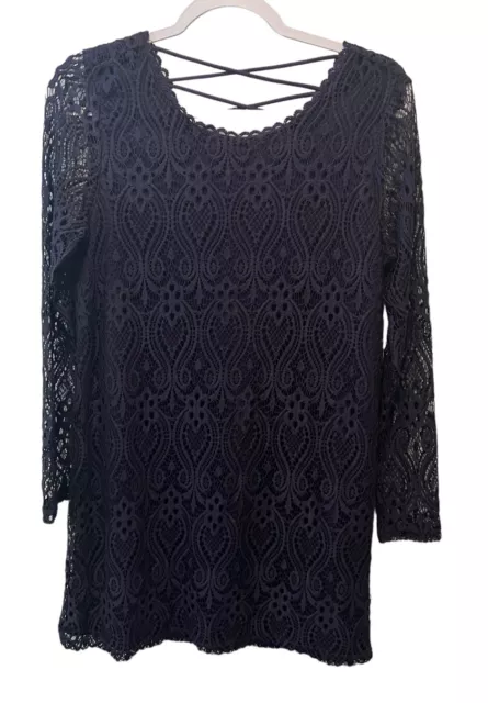 She + Sky Lace tunic dress western style career Navy blue size Medium