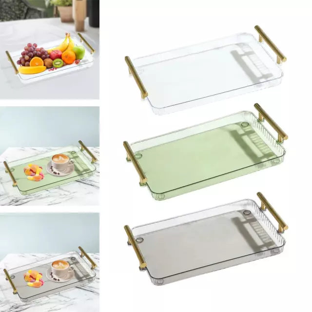 Rectangle Tray Decorative Tray Serving Tray with Handles Clear Acrylic Tray for