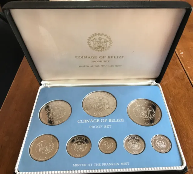 Franklin Mint 1982 Coinage of Belize Proof Set, COA Uncirculated