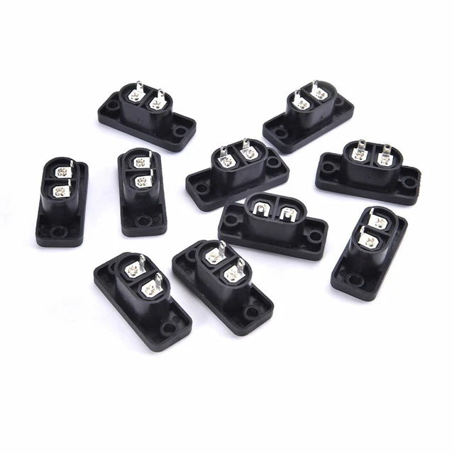 10Pcs IEC320 C8 2 Terminal Power Plug Inlet Socket AC 250V 2.5A Switch.zy