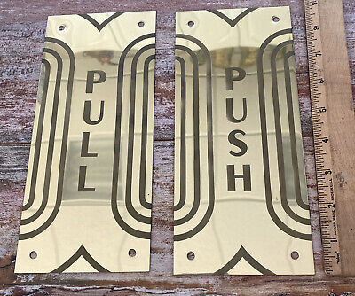 1930s/40s brass door plates Push Pull deco style 9” nice!