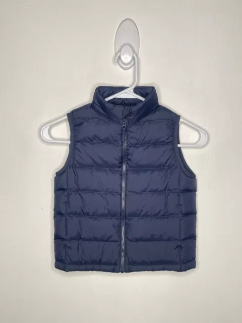 Uniqlo Puffer Vest Baby Boys Size 3T-4T Sleeveless Blue Zip Up Layering