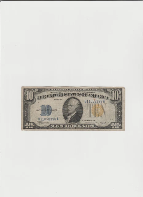 1934-A $10 North Africa WWII Emergency Issue Silver Certificate BA Block