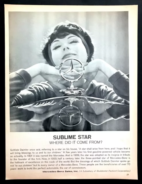 1959 Mercedes-Benz Hood Ornament photo "History of the Star" vintage print ad