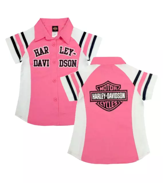 1030571 Camicia manica corta originale Harley Davidson bambina rosa cotone