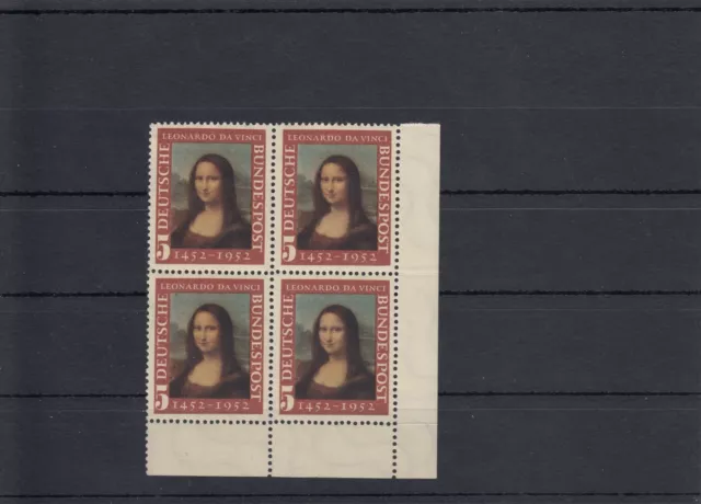 Briefmarken Bund postfrisch 1952 4er Block 5 Pf. Mona Lisa Mi.-Nr. 148