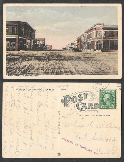 Old Colorado Postcard - Julesburg - Main Street Scene