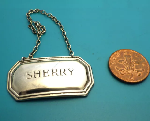 A Georgian style  silver "SHERRY" decanter label
