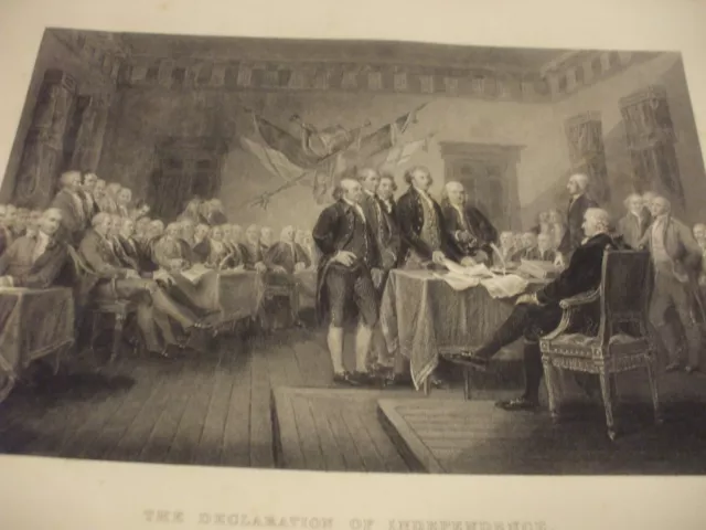 RARE - GENUINE 19th CENTURY ENGRAVING OF   ' THE DECLARATION OF INDEPENDENCE '