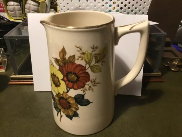 Vintage Sadler Milk / Cream  Floral  Jug Cream and Gold  Height 16cm