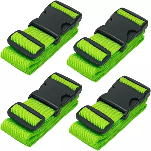 4 PCS Travel Luggage Straps for Suitcases, Heavy duty Belt Suitcase Strap, Green