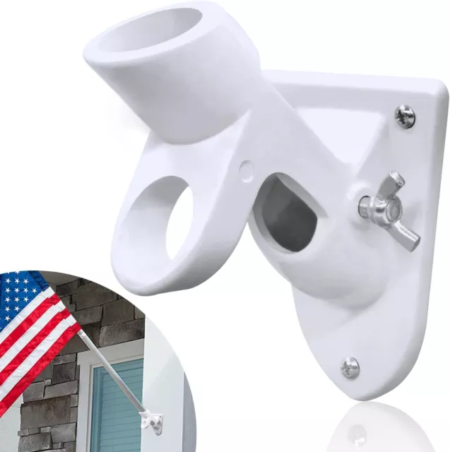 Anley Two-Position Flag Pole Holder - Mounting Bracket with Hardwares White