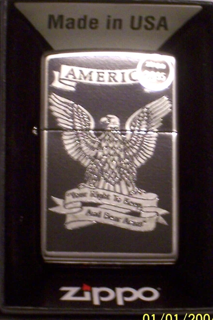 Zippo USA Windproof Lighter 28290 America Eagle Your Right to Keep & Bear Arms