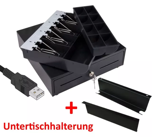 MINI USB Kassenlade mit Untertischhalterung iQCash330U Kassenschublade Geldlade