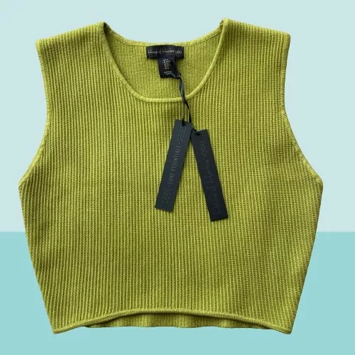 House of Harlow 1960 Womens Knit Crop Top Lime Green Size L  NEW