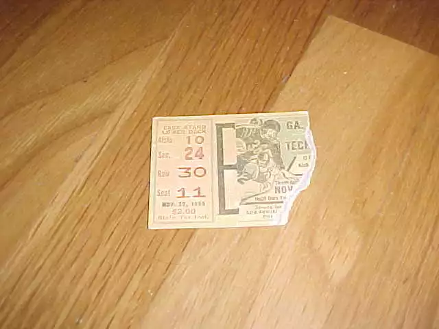 1965 Georgia Bulldogs v Georgia Tech JV Football Ticket