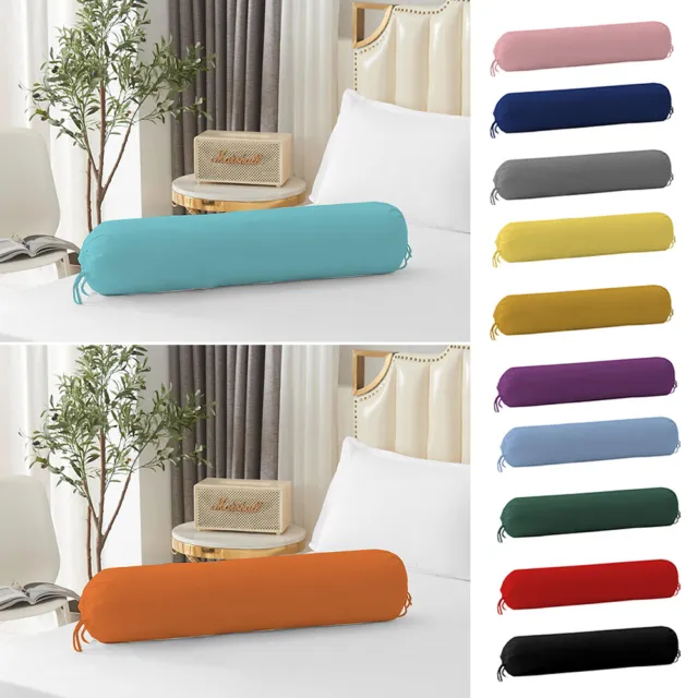 Long Round Bolster Pillowcase Cushion Cover Body Neck Support Pillowslip Solid