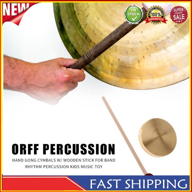 21cm Hand Gong Copper Cymbals with Wooden Stick for Band Rhythm Kids Music Toy