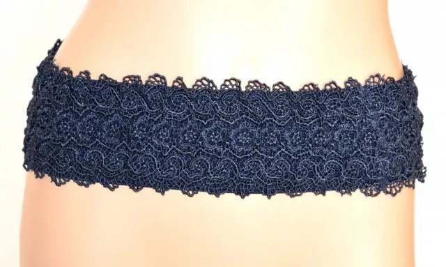 Cintura donna blu pizzo ricamo eco pelle stringivita fascia elastica molla UE15