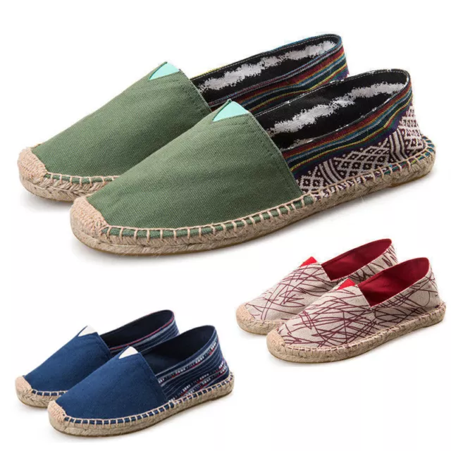 Mens Womens Flat Slip On Espadrilles Trainers Pumps Canvas Loafers Shoes