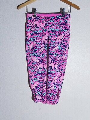 LILY PULITZER Girls leggings size XS turtle mermaid patterned pink aqua luxletic