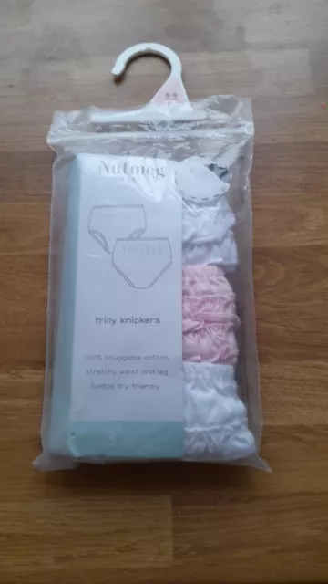 Baby Girls 3 Pack Of Frilly Pants/knickers Over Nappy Covers Size 6-9 Mths New