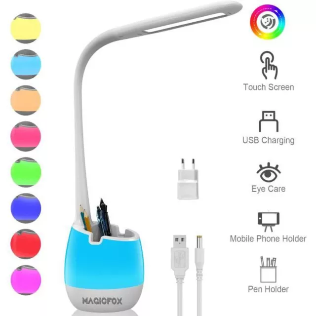 Lampe de Bureau Flexible Rechargeable Veilleuse Colorée 3 Modes contrôle tactile