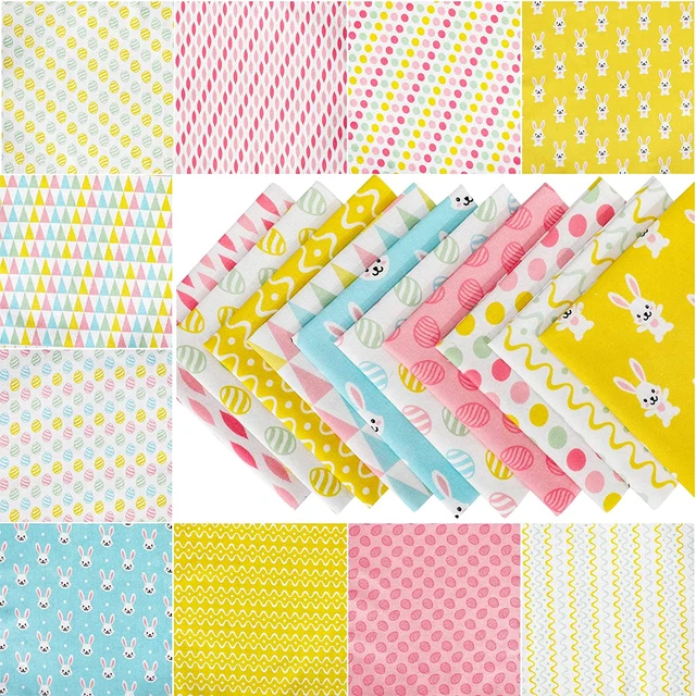 Tela de Pascua Qpout 10 piezas 9,8x9,8 pulgadas, huevos de Pascua conejo grasa cuartos de fiesta