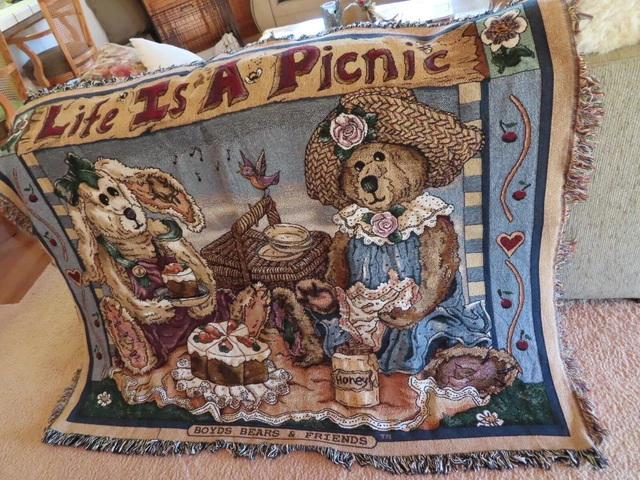 Manta de lanzamiento Boyd's Bears Jacquard - tejida vintage