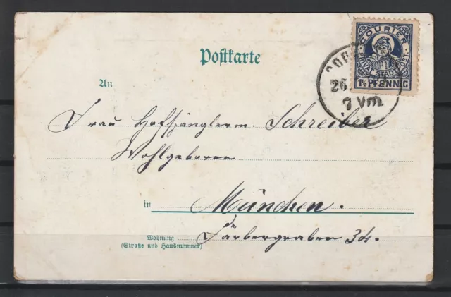 Privatpost Stadtpost München auf Ansichtskarte Musik, 1899 #1081732