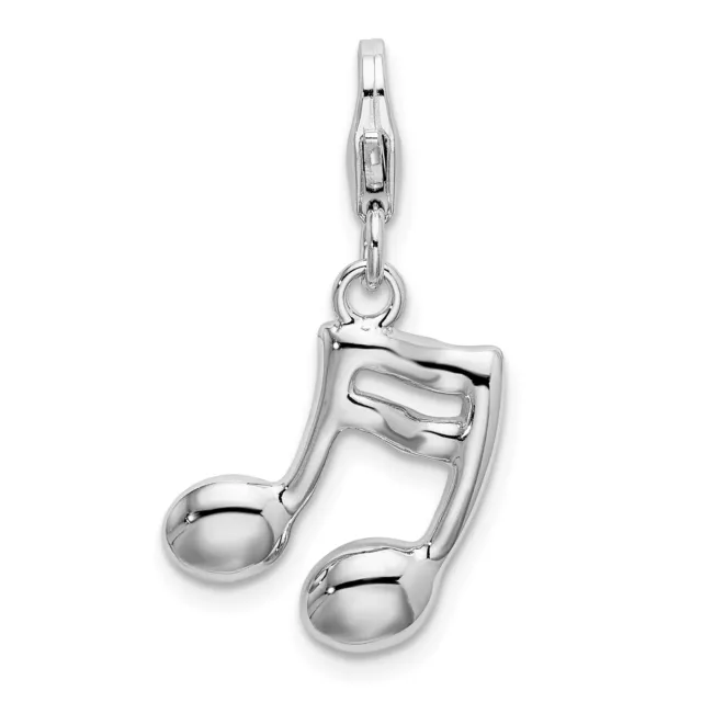 Amore La Vita Silver  Polished White Enameled on Back of Musical Note Charm with