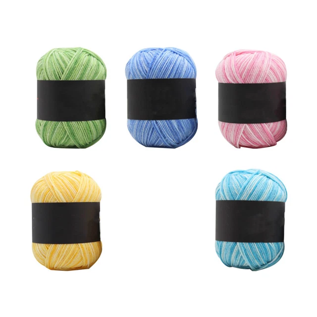 5 Rolls Acrylic Yarn Skeins Hand Knitting Bonbons Sewing Thread