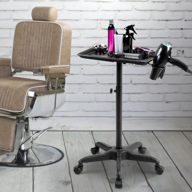 Hair Salon Trolley Salon Barber Shop Tool Cart Aluminum Tray Adjustable Height