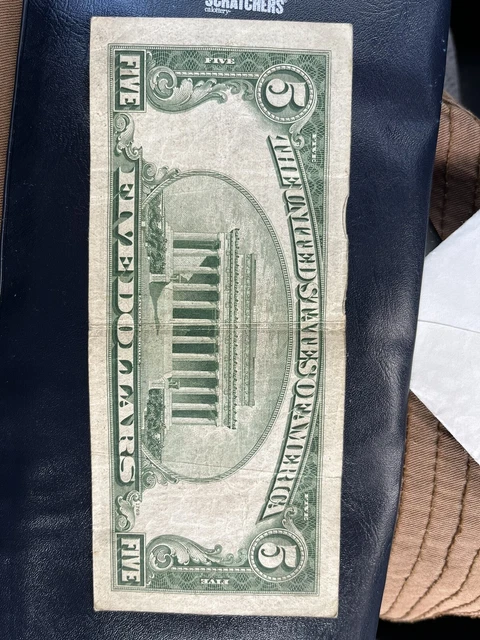 Five Dollar $5 Bill Red Seal Star Small Note Series 1928-E US Currency 2