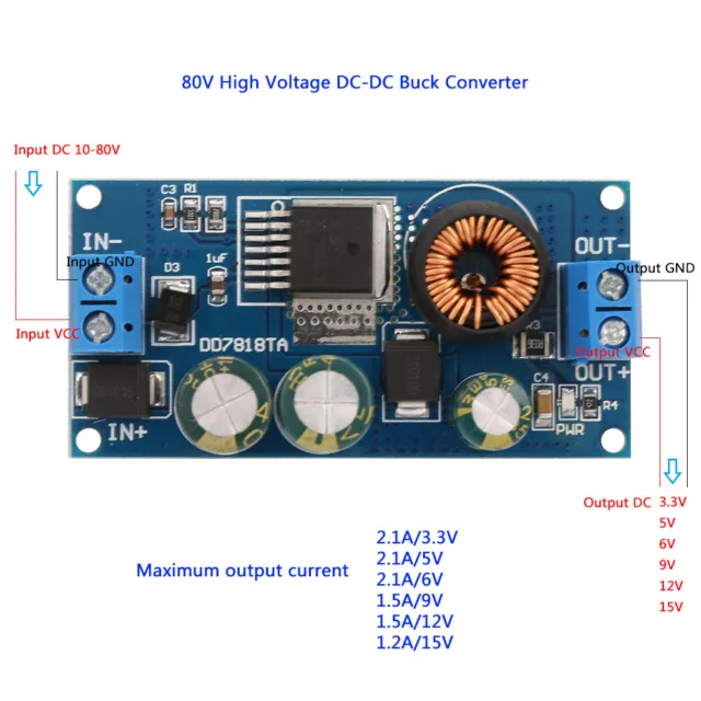 2.1A DC DC High Voltage Module Power Supply Input 10-80V (Out GFL