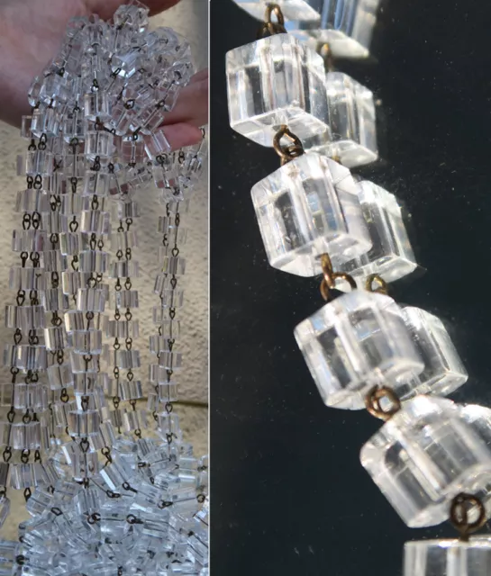 1FT glass beads prism chain strand part brass pins chandelier lamp cube macaroni