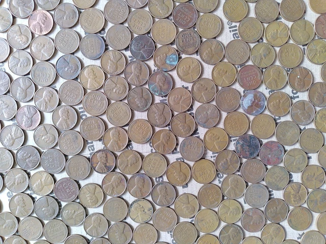 $6.84 copper one cent coins Lincoln Wheat penny lot 1940s pennies pounds P D S 23