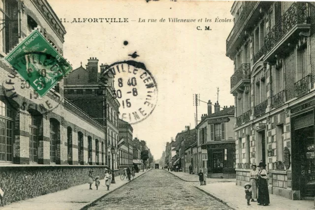 Carte ALFORTVILLE La rue de Villeneuve et les écoles