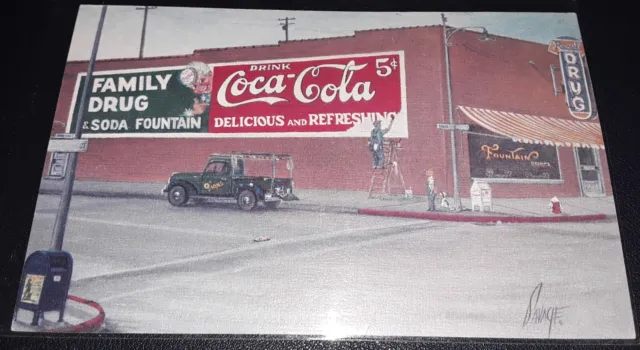 1980's Coca-Cola Advertising Postcard from C.W. Savage Painting